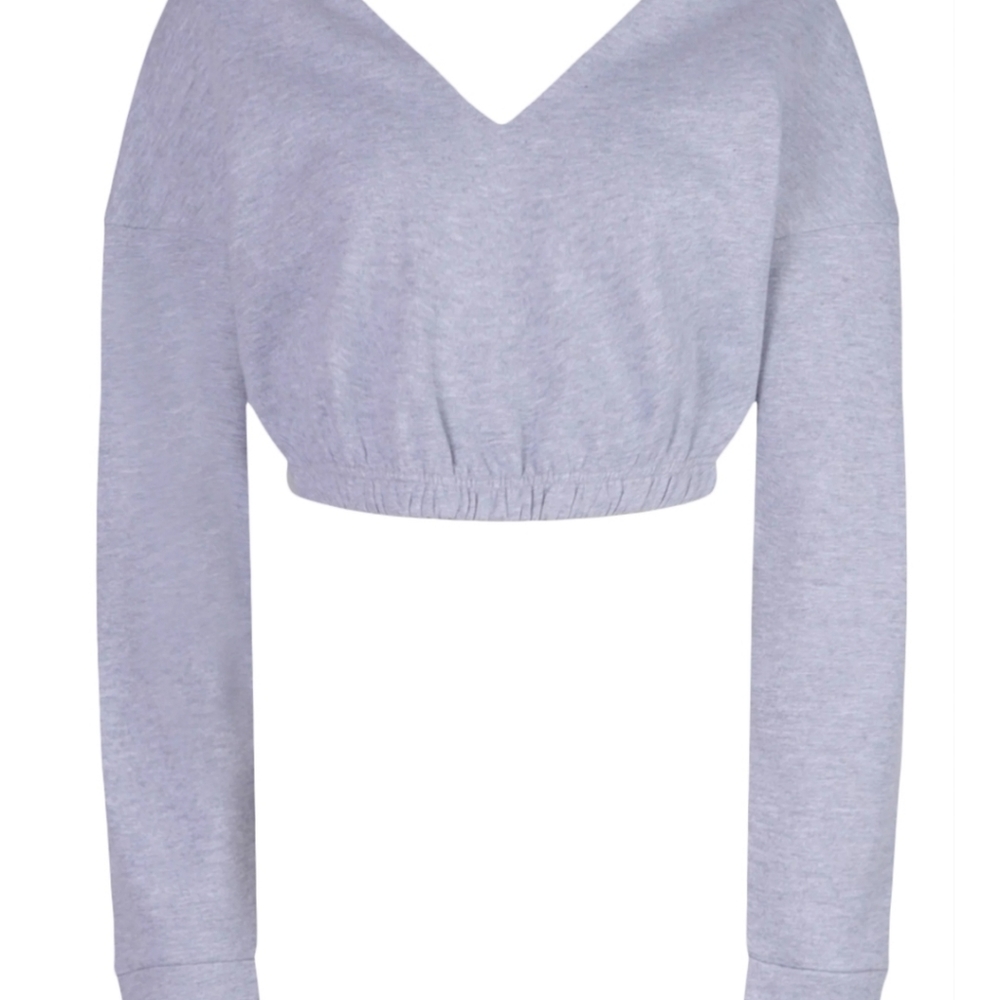 White, VNeck Sweater Crop Top